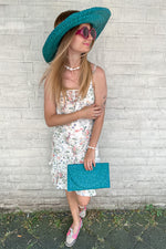 Turquoise Palm Leaf Handbag