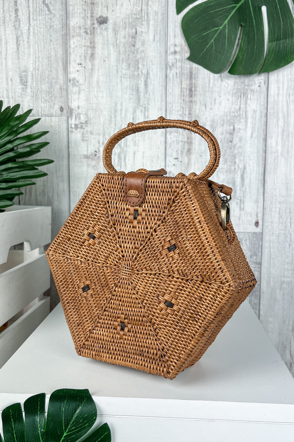 Hexagon clearance rattan bag