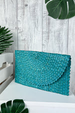 Turquoise Palm Leaf Handbag